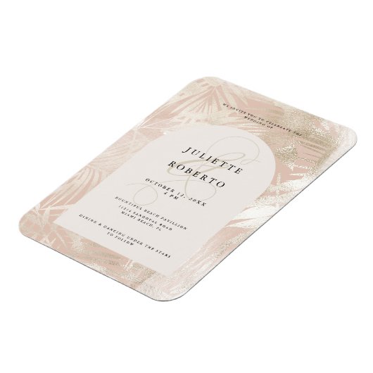 Tropisches Foto für Hochzeitsfeiern mit Palmenblät Magnet (Linke Seite)