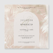 Tropisches Foto für Hochzeitsfeiern mit Palmenblät Magneteinladung (Vorderseite)