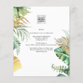 Tropisches FOTO OVERLAY All-in-1 QR-Code Hochzeit Flyer (Hinten)