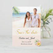 Tropisches Foto Save the Date (Stehend Vorderseite)