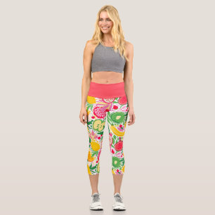 Tropisches Frucht-Wasserfarben-Sommer-Muster Capri Leggings