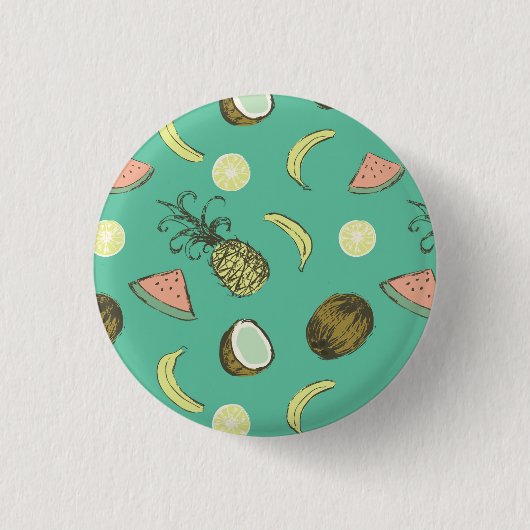 Tropisches Fruchtdoodle-Muster Button (Vorderseite)