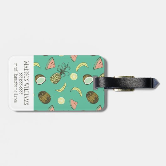 Tropisches Fruchtdoodle-Muster Gepäckanhänger (Rückseite horizontal)