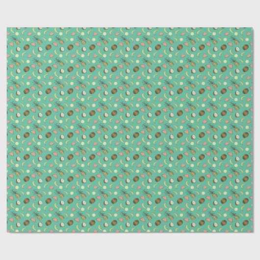 Tropisches Fruchtdoodle-Muster Geschenkpapier (Flach)