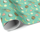 Tropisches Fruchtdoodle-Muster Geschenkpapier (Rolleneckpunkt)
