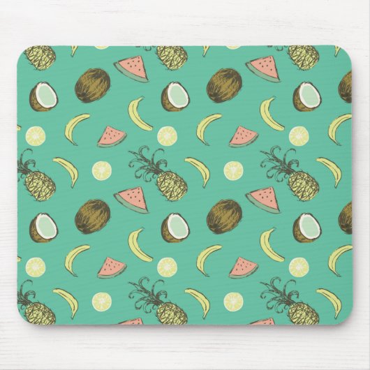 Tropisches Fruchtdoodle-Muster Mousepad (Vorne)