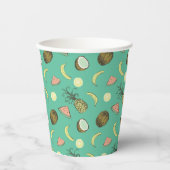 Tropisches Fruchtdoodle-Muster Pappbecher (Vorderseite)