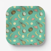 Tropisches Fruchtdoodle-Muster Pappteller (Vorderseite)