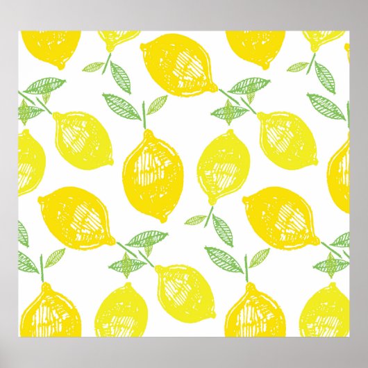 Tropisches Fruchtdoodle-Muster Poster (Vorne)