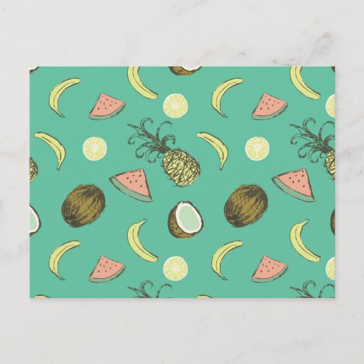 Tropisches Fruchtdoodle-Muster Postkarte (Vorderseite)