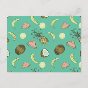 Tropisches Fruchtdoodle-Muster Postkarte