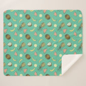 Tropisches Fruchtdoodle-Muster Sherpadecke (Vorderseite (Horizontal))