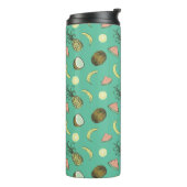 Tropisches Fruchtdoodle-Muster Thermosbecher (Nach links gedreht)