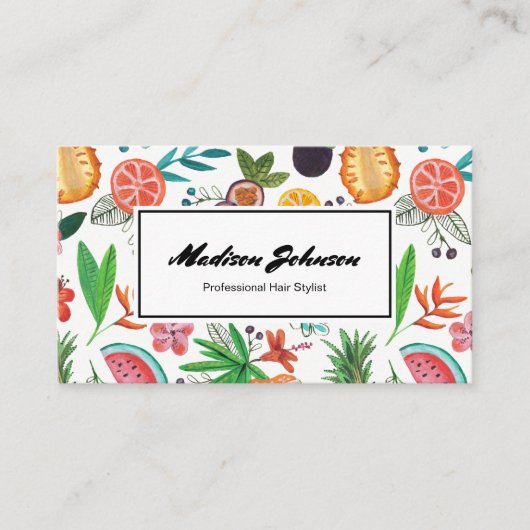 Tropisches Fruchtmonogramm Custom | Visitenkarten Visitenkarte (Vorderseite)