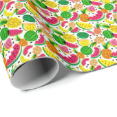 Tropisches Fruchtmuster aus Rot und Gelb Geschenkpapier (Rolleneckpunkt)