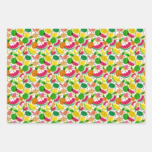 Tropisches Fruchtmuster aus Rot und Gelb Geschenkpapier Set (Vorderseite 3)