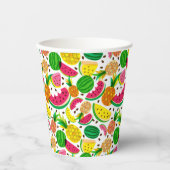 Tropisches Fruchtmuster aus Rot und Gelb Pappbecher (Vorderseite)