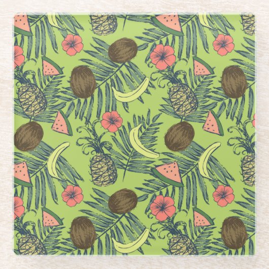 Tropisches Fruchtmuster Glasuntersetzer (Vorderseite)