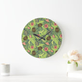 Tropisches Fruchtmuster Große Wanduhr (Zuhause)