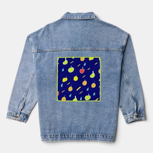 Tropisches Fruchtmuster mit Neonfarben Jeansjacke (Rückseite)