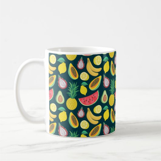 tropisches Fruchtnahtloses Muster Kaffeetasse (Links)