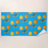 Tropisches Fruchtpinaple Orangenmuster Strandtuch (Vorderseite)