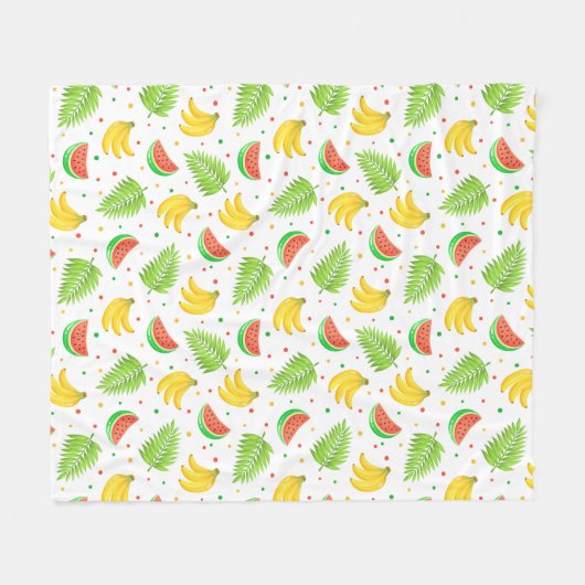 Tropisches Fruchtpolka-Dot-Muster Fleecedecke (Vorderseite (Horizontal))