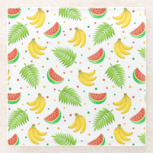 Tropisches Fruchtpolka-Dot-Muster Glasuntersetzer