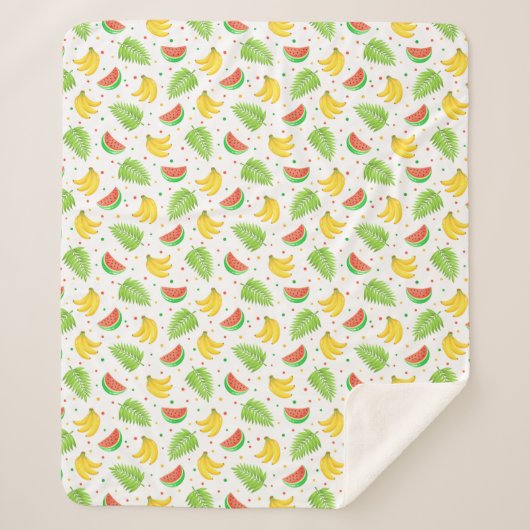 Tropisches Fruchtpolka-Dot-Muster Sherpadecke (Vorderseite)