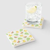 Tropisches Fruchtpolka-Dot-Muster Steinuntersetzer (Seitenansicht)