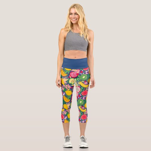Tropisches Fruchtwasser Sommermuster Capri Leggings (Vorderseite)
