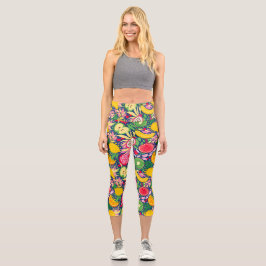 Tropisches Fruchtwasser Sommermuster Capri Leggings