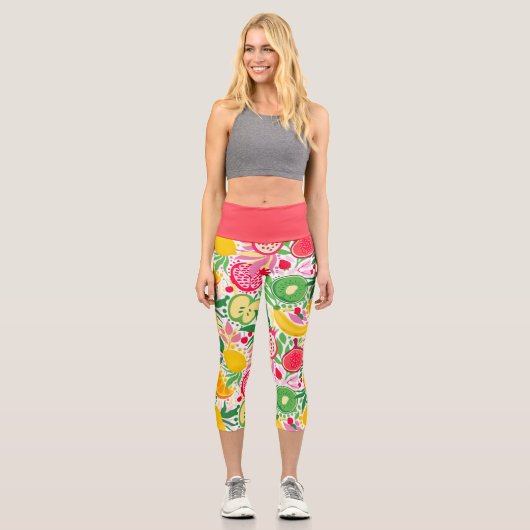 Tropisches Fruchtwasser Sommermuster Capri Leggings (Vorderseite)