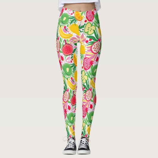 Tropisches Fruchtwasser Sommermuster Leggings (Vorderseite)