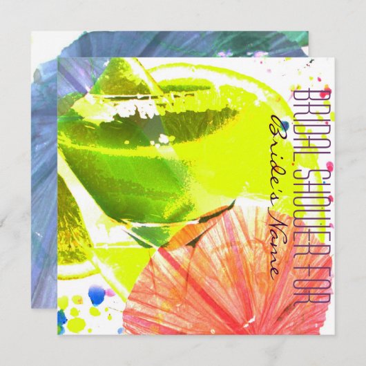 Tropisches funky Cocktailglas-Brautparty laden ein Einladung (Vorne/Hinten)
