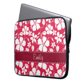 Tropisches Fuschia Blumenmuster Laptopschutzhülle (Vorderseite Links)