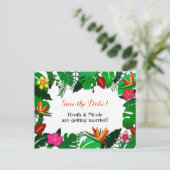 Tropisches Gartenhotel Blätter Save the Date Postk Ankündigungspostkarte (Stehend Vorderseite)