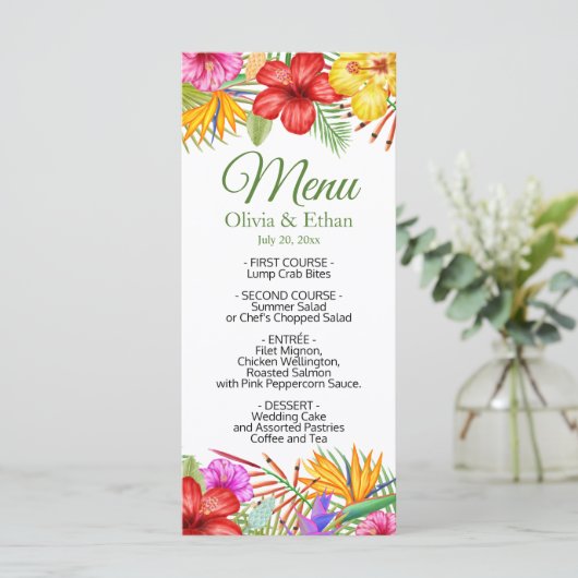 Tropisches Gartenparadies Menükarte (Stehend Vorderseite)