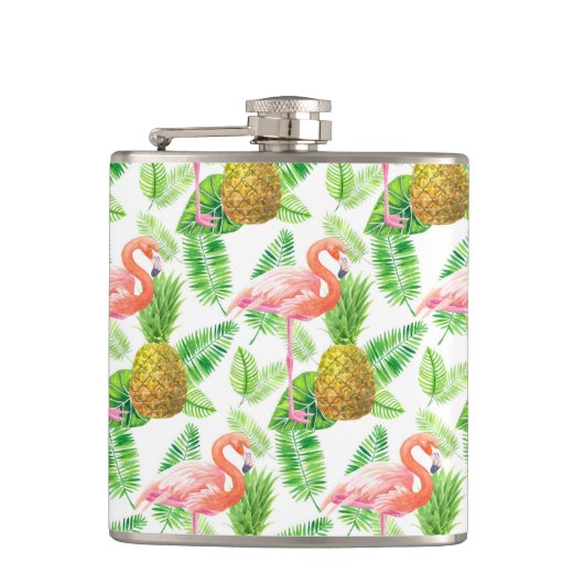 tropisches Gartenwassermuster Flachmann (Vorderseite)