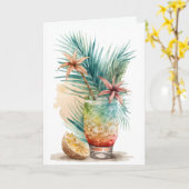 Tropisches Geburtstagsgetränk Karte (Gelbe Blume)