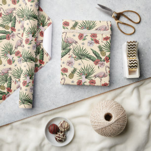 Tropisches gelbes Flamingo-Muster Geschenkpapier