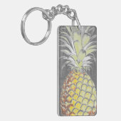 Tropisches gelbes Pinneapple auf Grau Schlüsselanhänger (Vorderseite links)