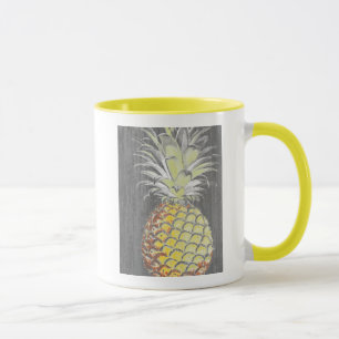 Tropisches gelbes Pinneapple auf Grau Tasse