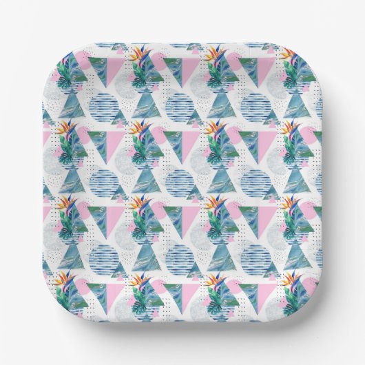 tropisches geometrisches Muster Pappteller (Vorderseite)