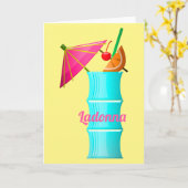 Tropisches Getränk farbenfroher Sommer Hawaii Cock Karte (Gelbe Blume)