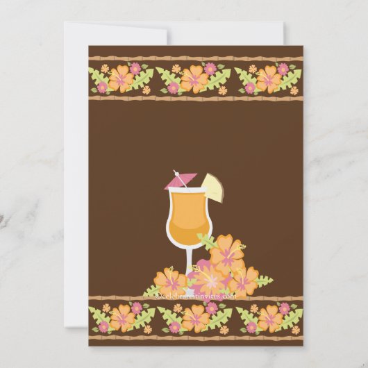 Tropisches Getränk-Hibiskus-Blumen-Brautparty Einladung (Rückseite)