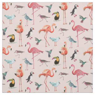 Tropisches Gewebe der Flamingo-Vogel-  Stoff