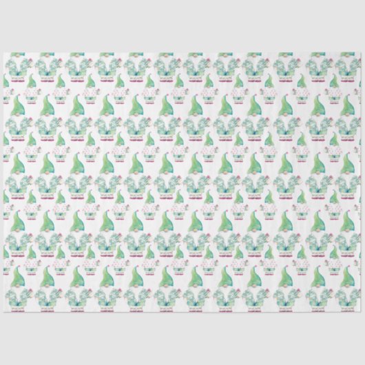 Tropisches Gnome Niedliches Muster Wasserfarbe Seidenpapier (Vorderseite)