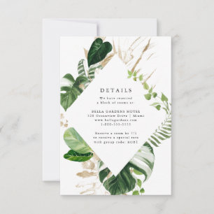 Tropisches Gold   Angaben zur Hochzeit RSVP Karte