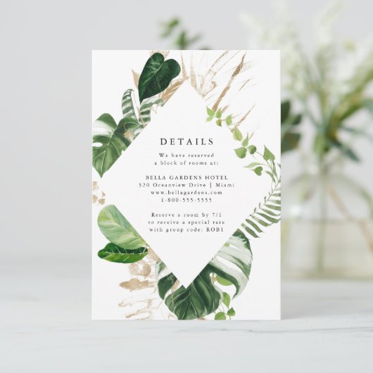 Tropisches Gold | Angaben zur Hochzeit RSVP Karte (Stehend Vorderseite)